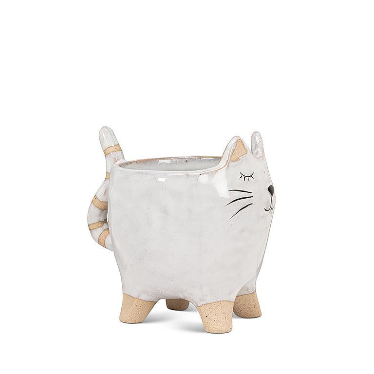 Small Cat with Tail Planter 4"L