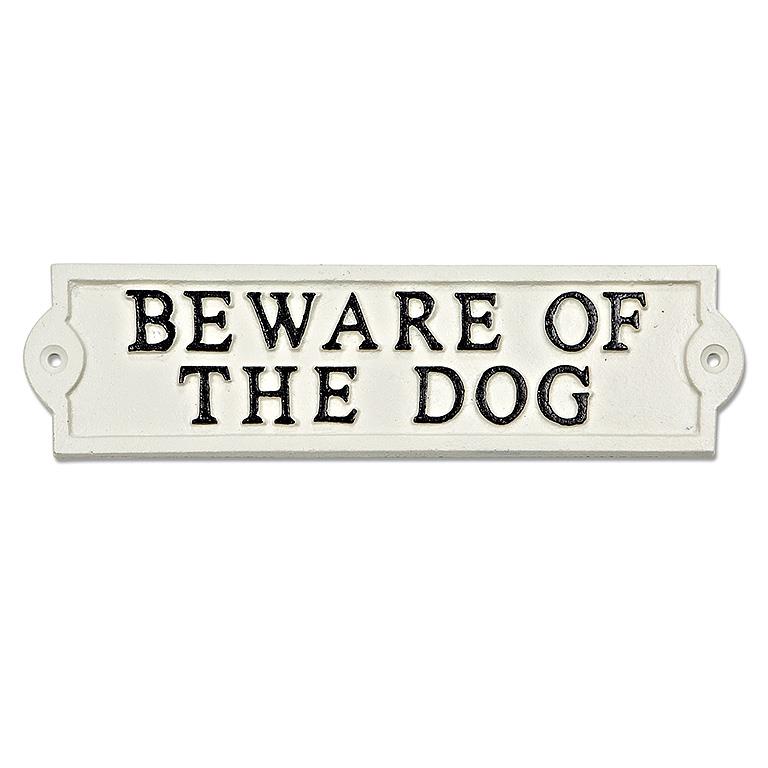 Beware of the Dog Cast Iron Sign 9"L