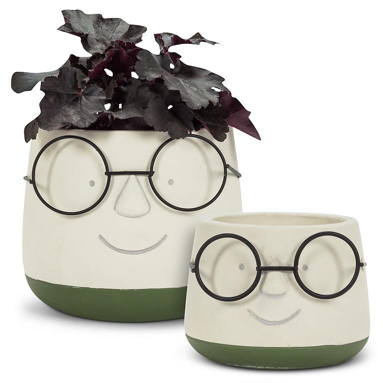 Small Face Planter with Glasses 3.5"D