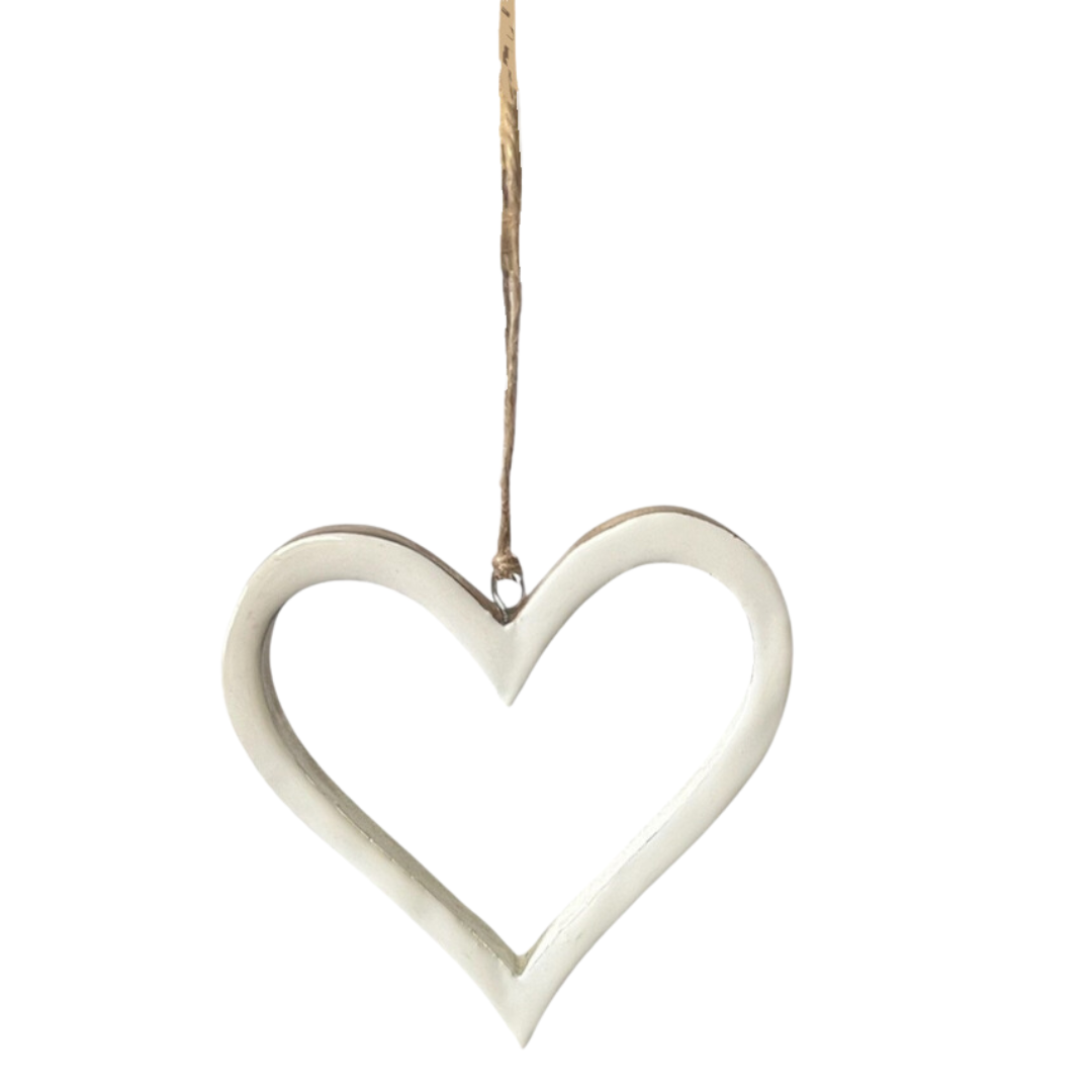 HEART- WHITE ENAMEL ORNAMENT