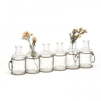 BLACK WIRE WITH 6 GLASS JARS