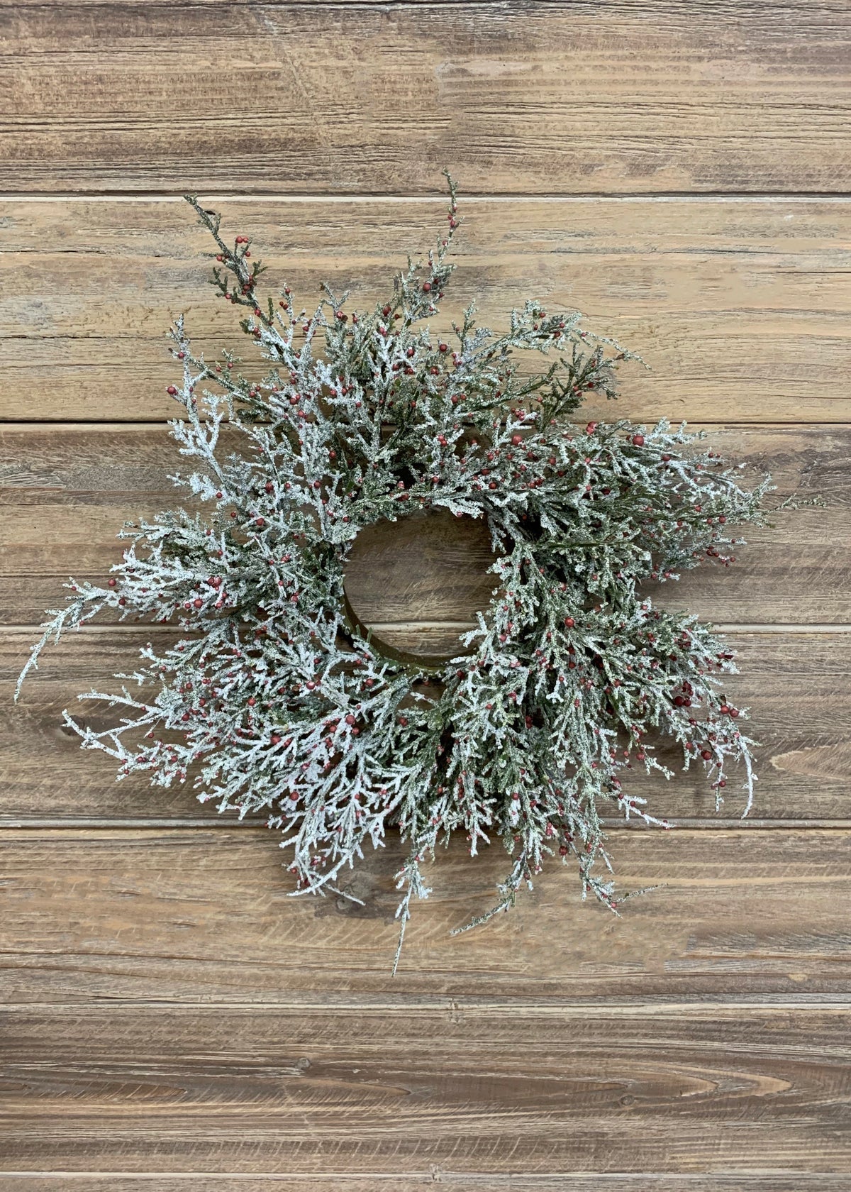 3" INSIDE DIM, 11" OUTSIDE DIM GLITTERED CEDAR AND RED