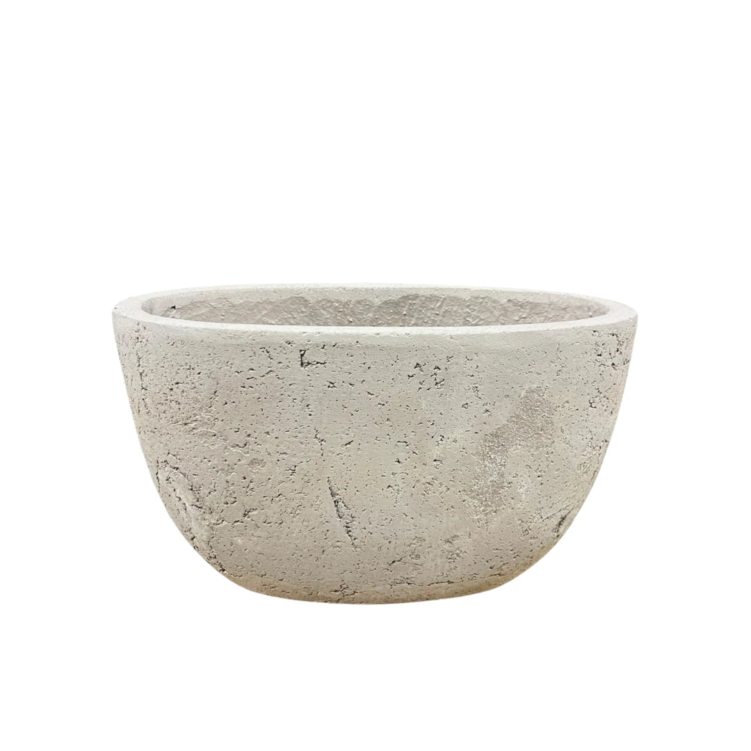 LIGHT CEMENT OVAL MEDIUM POT