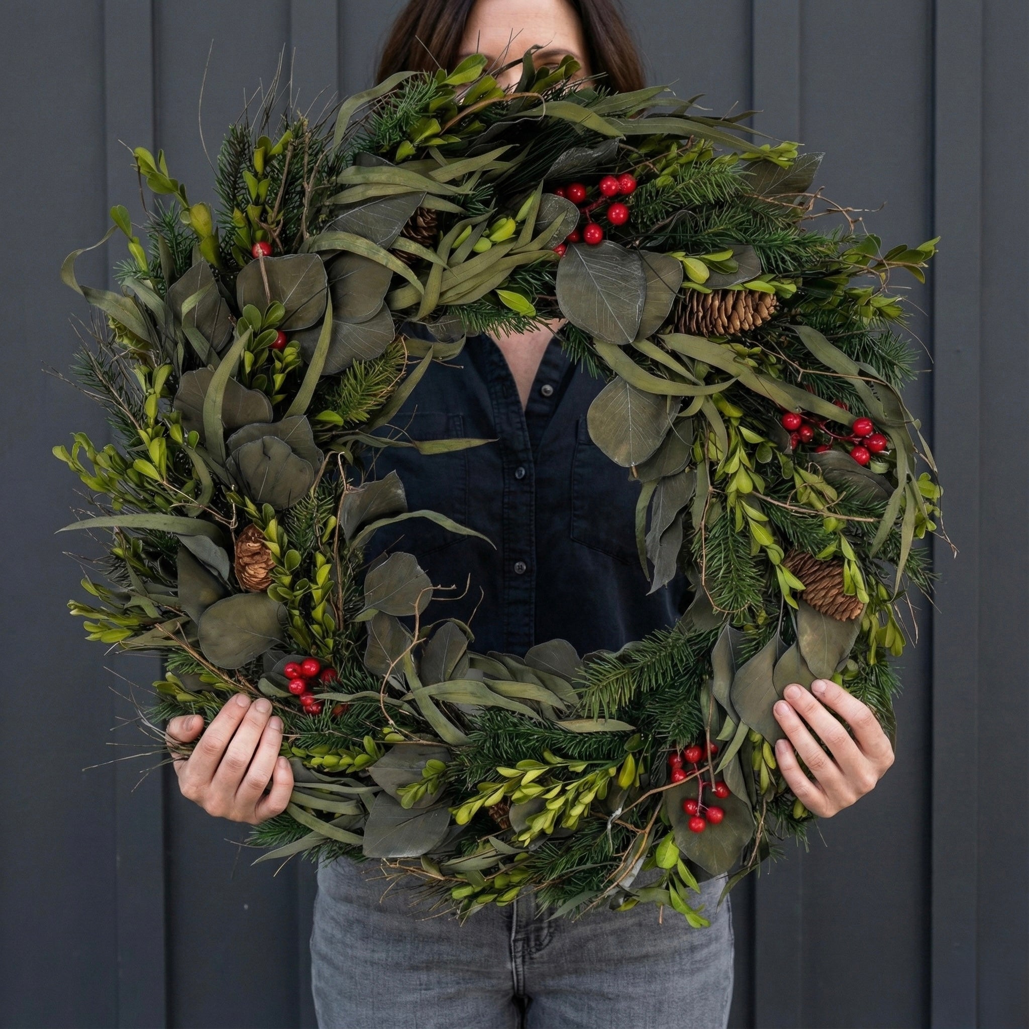 22" Preserved Mixed Wreath with Berries