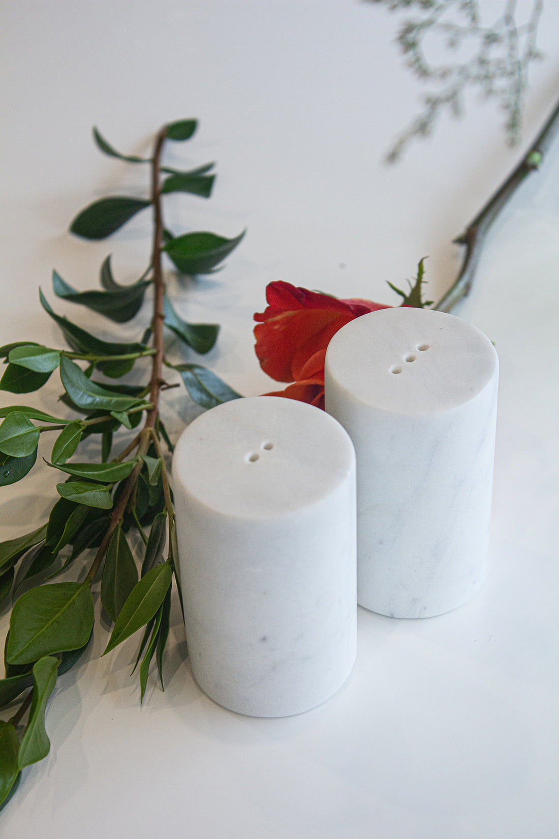 White Marble Salt & Pepper Shakers