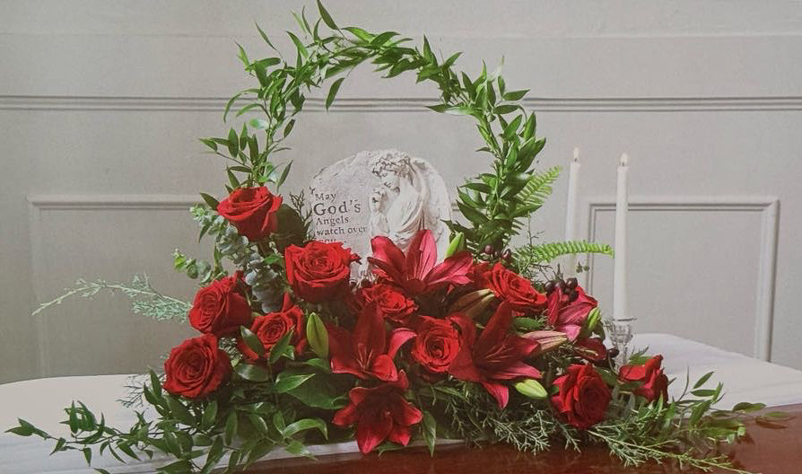 Crimson Reflection Memorial Arrangement