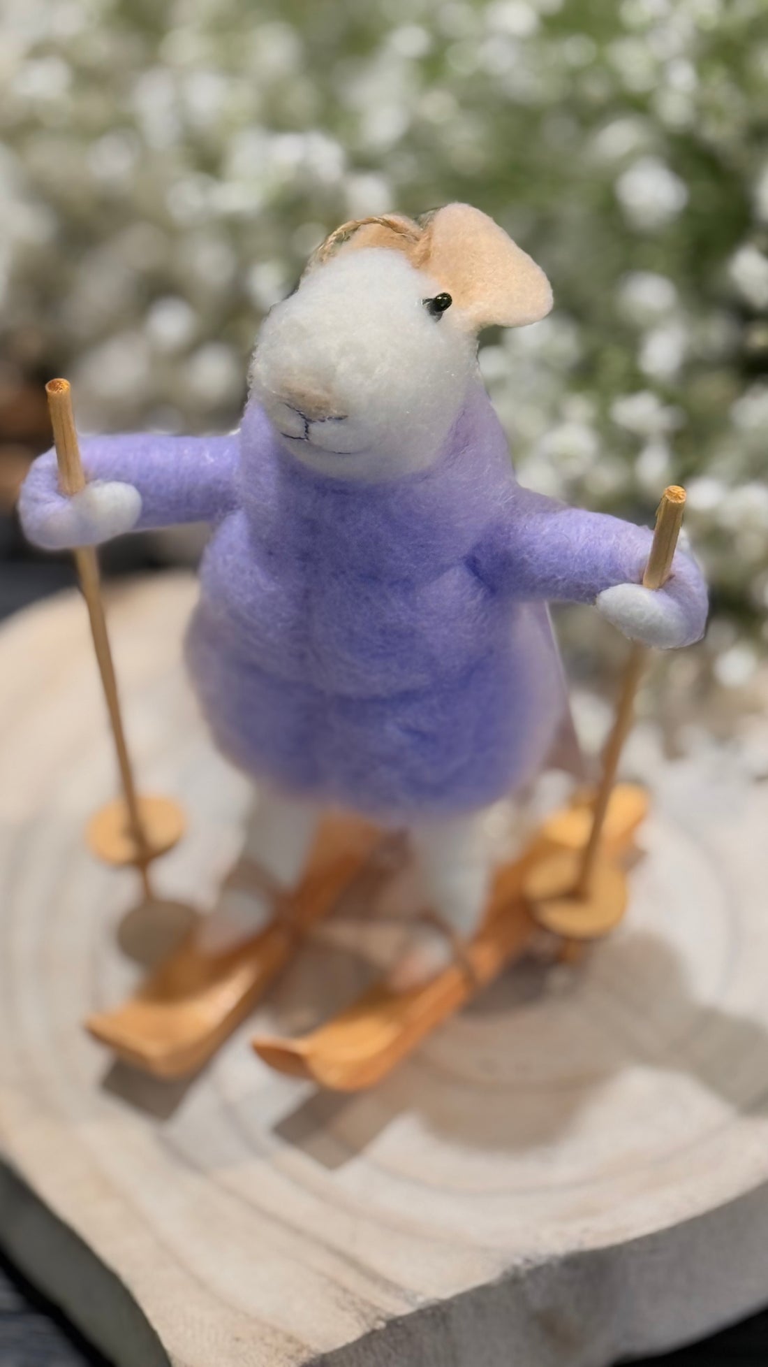 Skiing Mouse Ornament 5"H