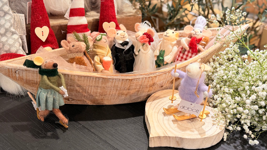 Tree Skating Mouse Ornament 5"H