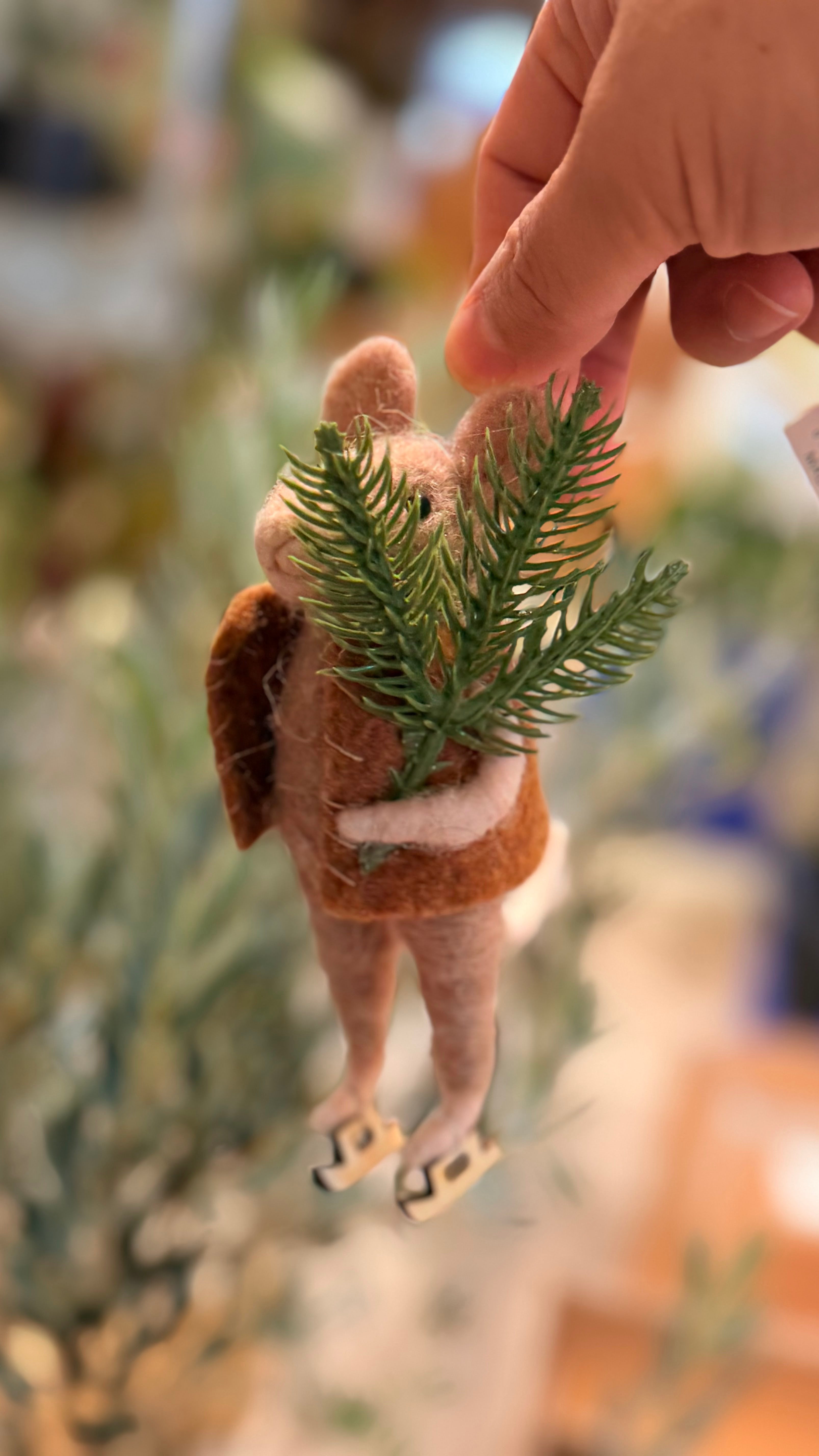 Tree Skating Mouse Ornament 5"H