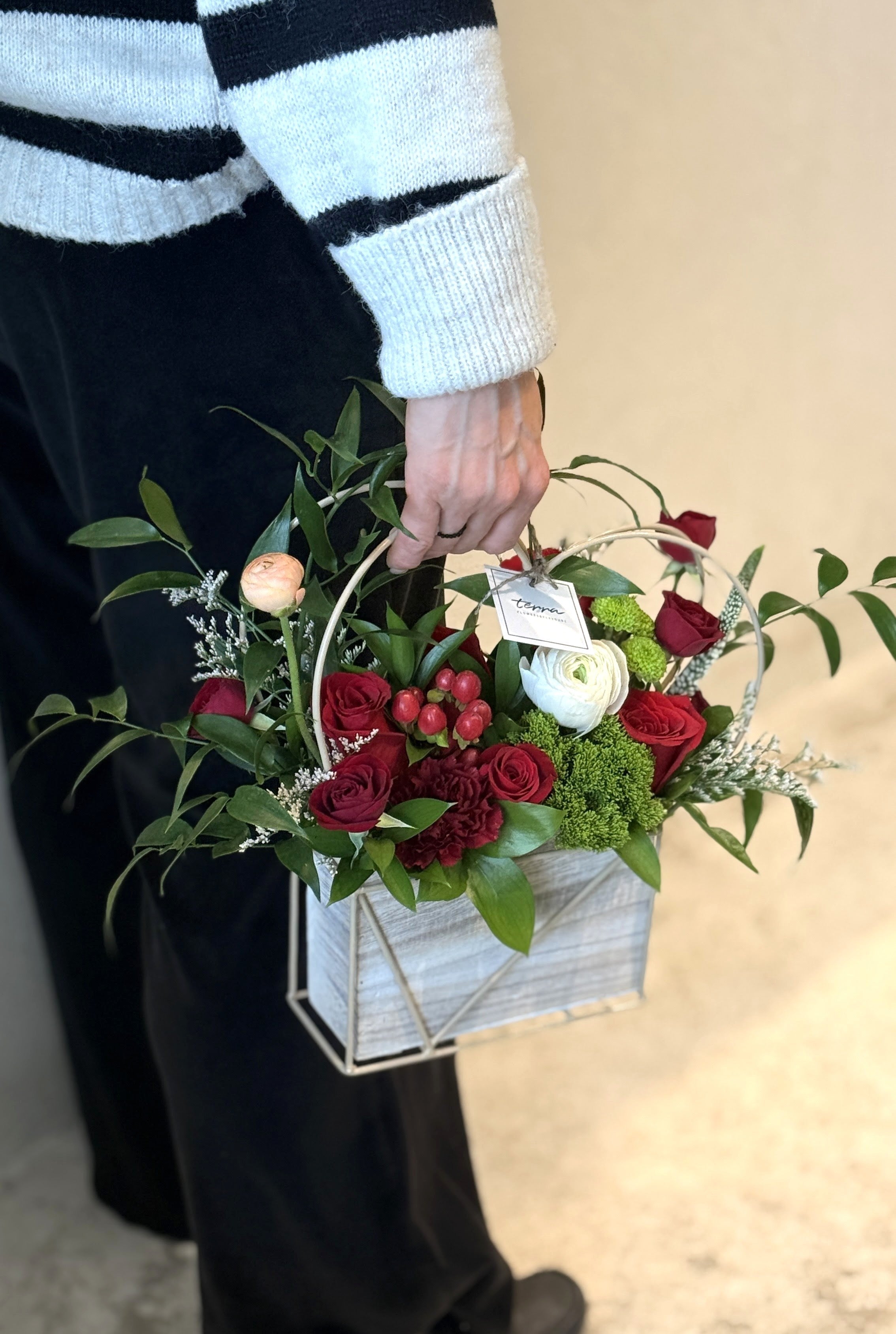 Handle With Love- Rustic Heart Wood Basket