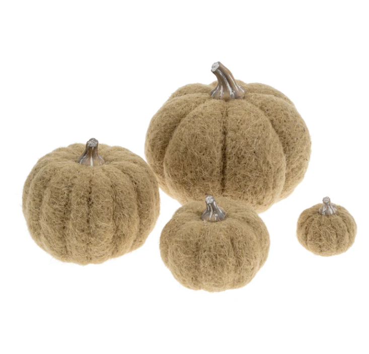 Felt Pumpkin - Moss/White