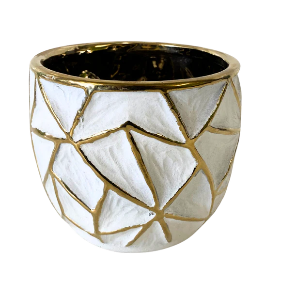 Small Gold Geo White