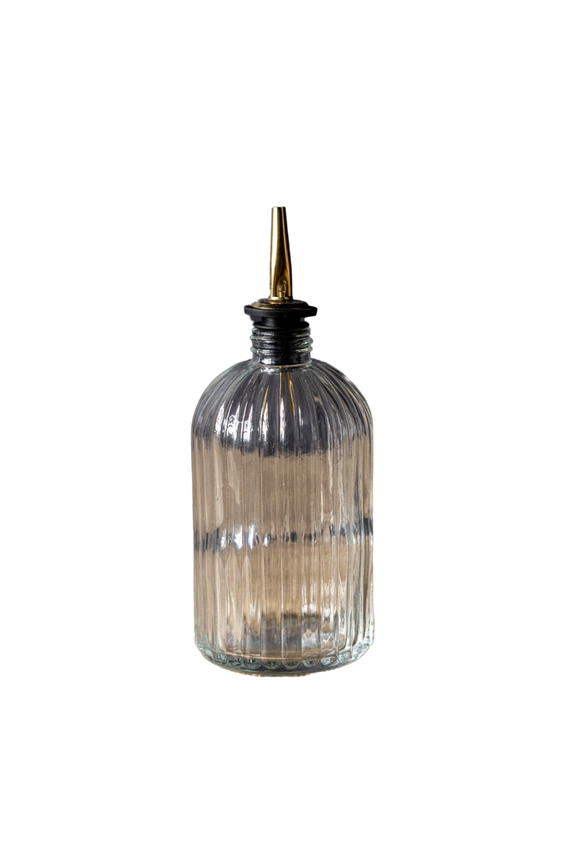 Olive Oil & Vinegar Glass Scallop Fluted Bottles