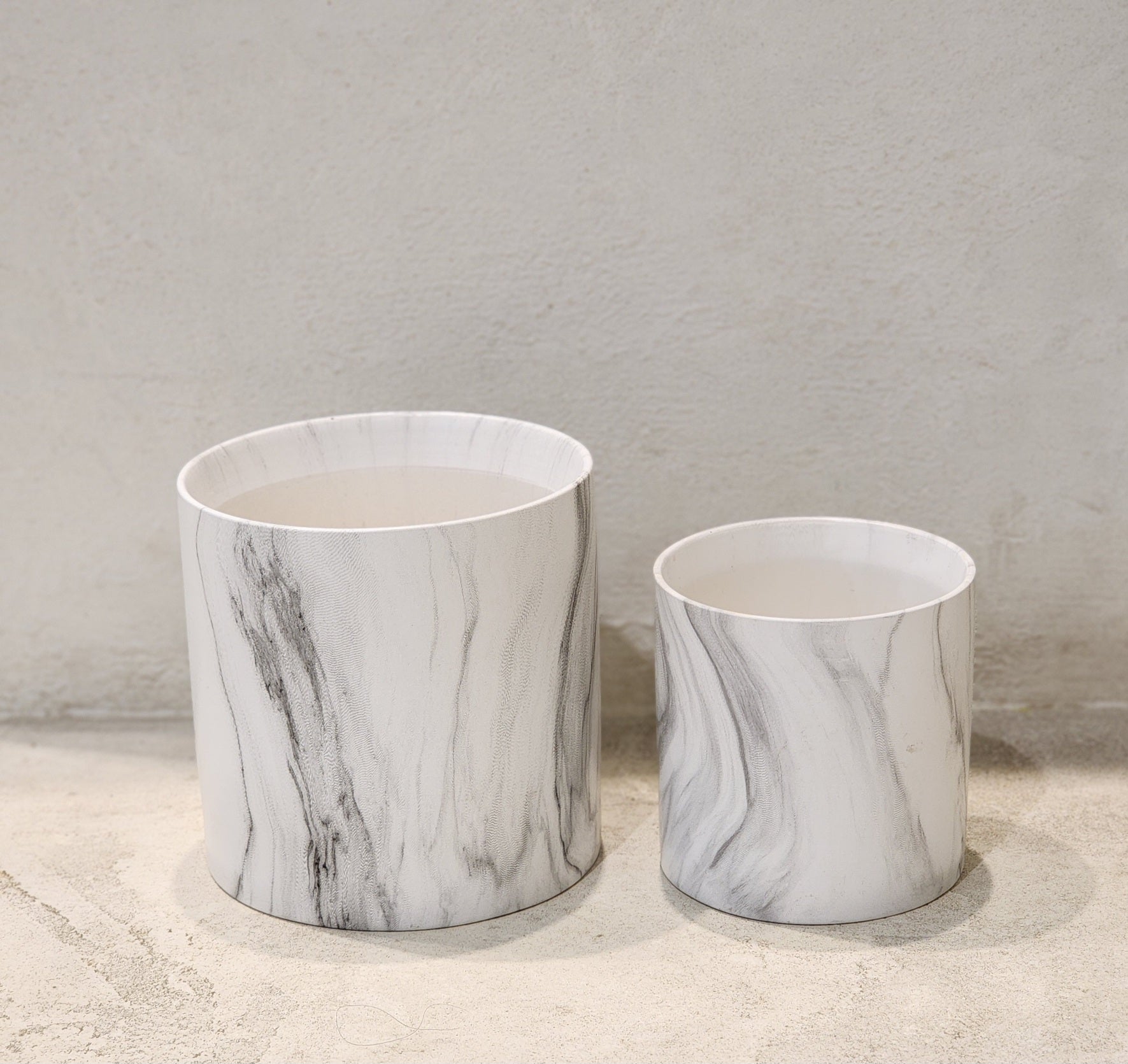 Marble Look Cylindrical Pots