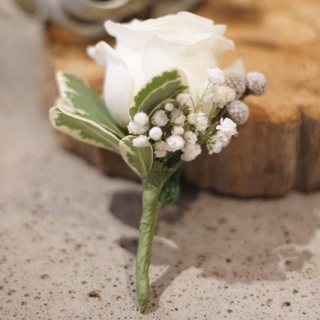 White rose Boutonniere