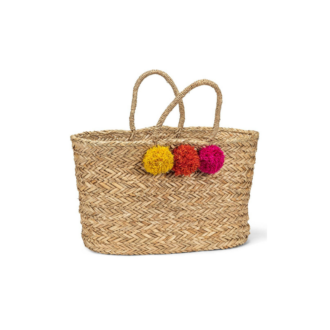 Large Tote with 3 Jumbo Pompoms