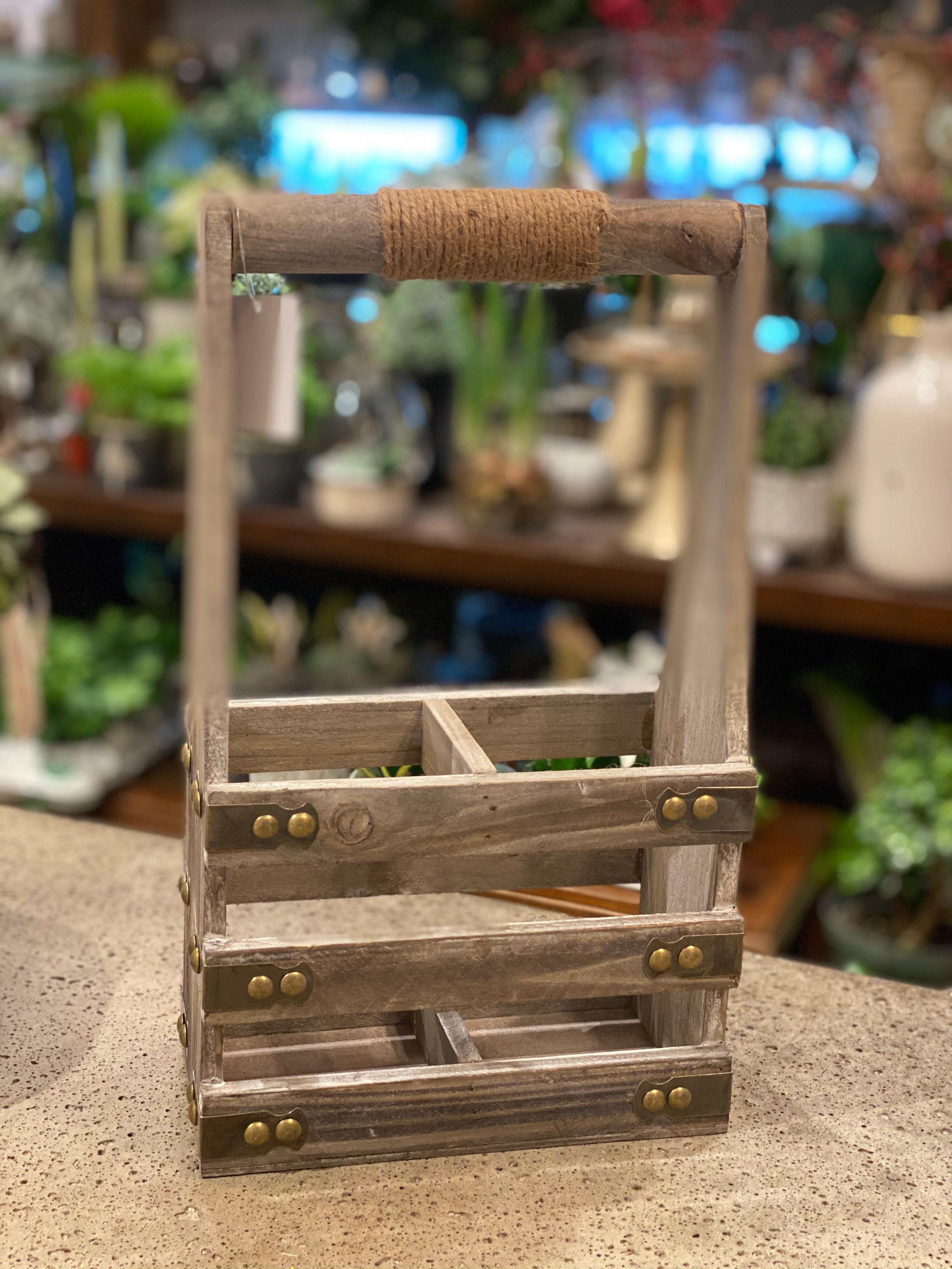 Wooden wine bottle carrier