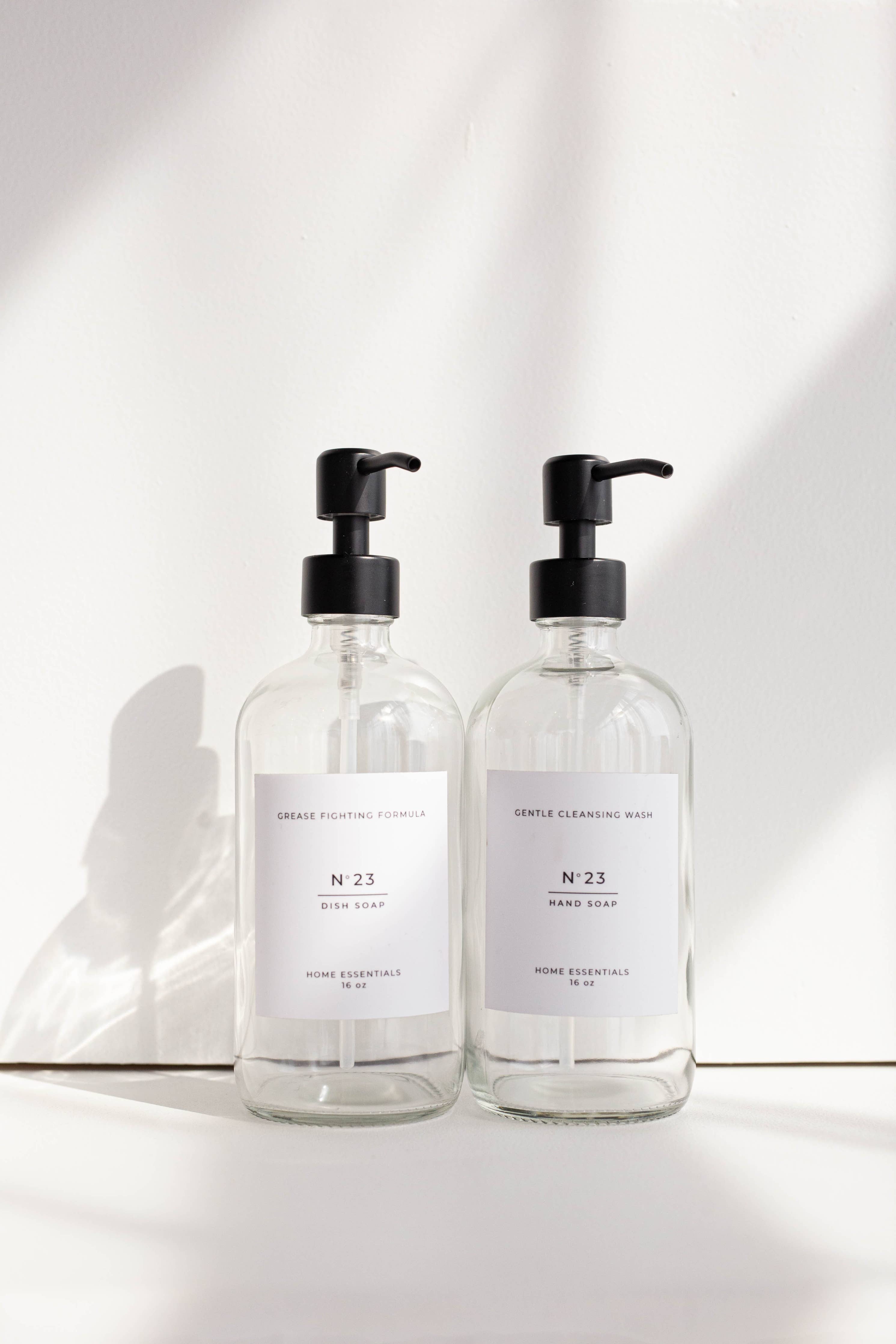 One Clear Soap Bottle Dispenser with Label- Hand Soap