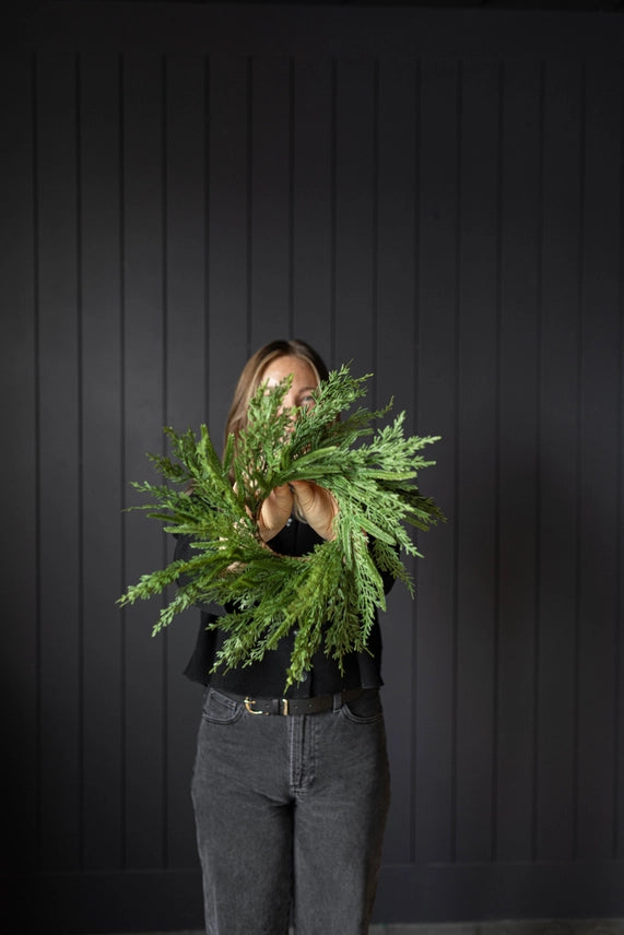 Mini-Norfolk &amp; Cypress Real Touch Mix Christmas Wreath