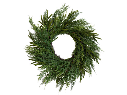 24&quot; Norfolk &amp; Cypress Mixed Real Touch Wreath