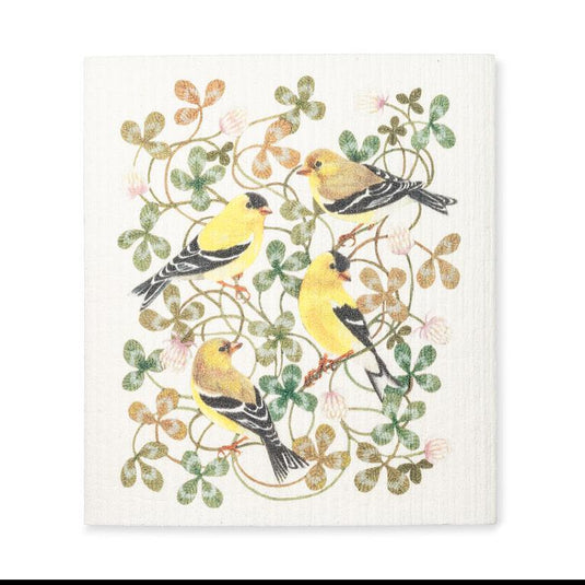 Yellow Finches & Clover Dishcloth- – Terra Flowers & Flavours