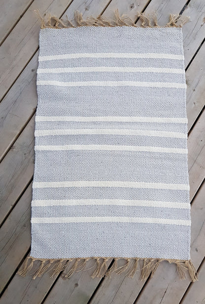 Flatwoven Rug with Offwhite stripes- Jute 2X3&