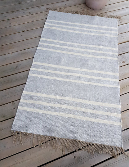 Flatwoven Rug with Offwhite stripes- Jute 3X5&