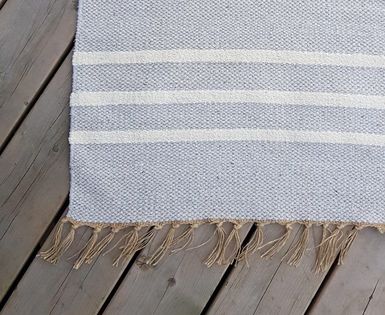 Flatwoven Rug with Offwhite stripes- Jute 2X3&