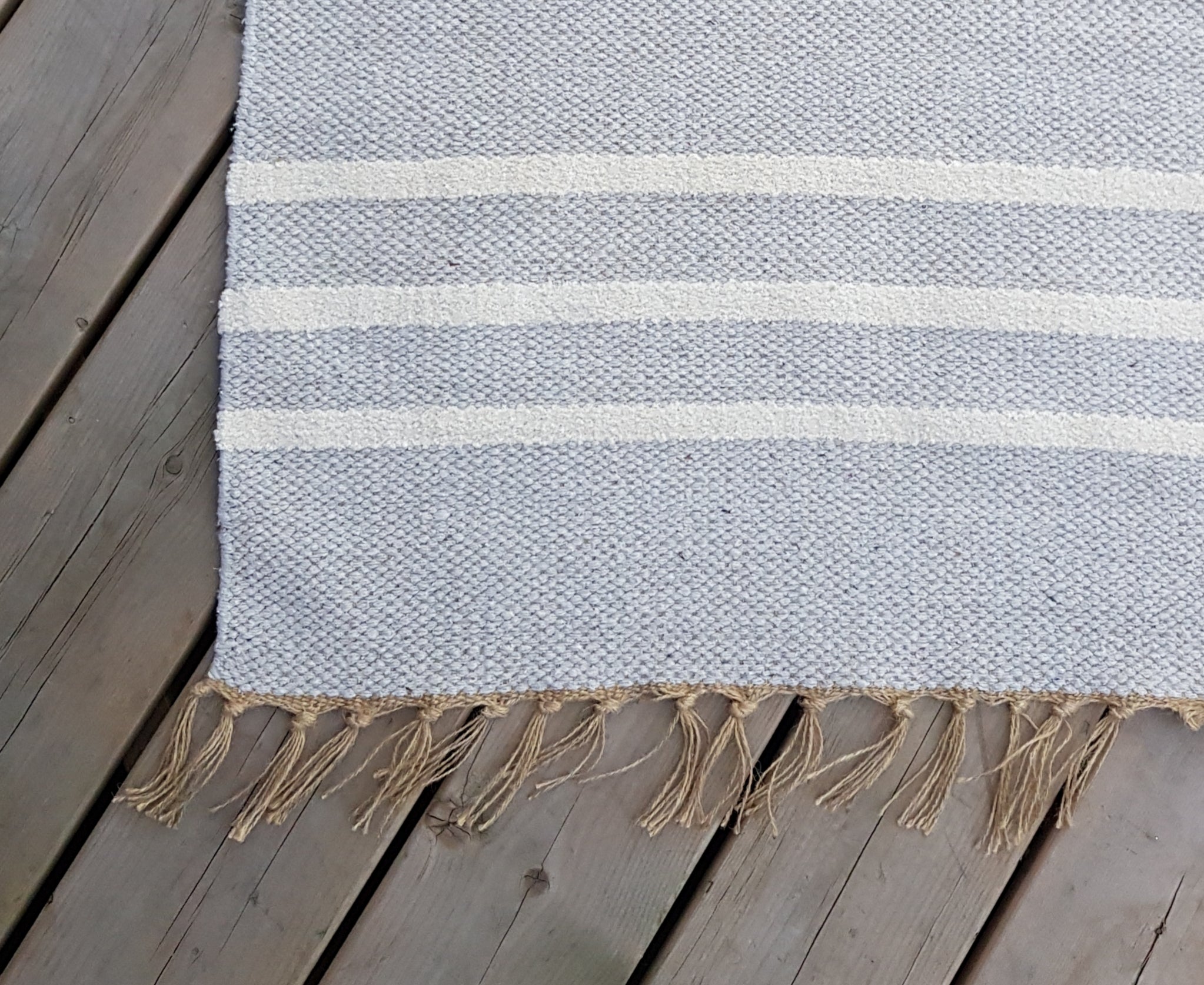 Flatwoven Rug with Offwhite stripes- Jute 2X3&