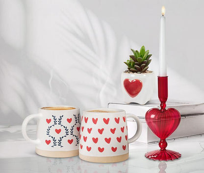 Wide Base Mug w/Hearts
