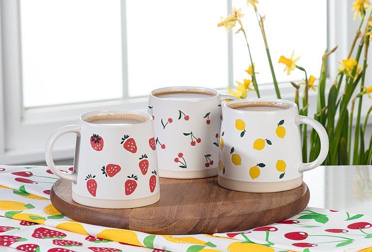 Wide Base Mug with Cherries