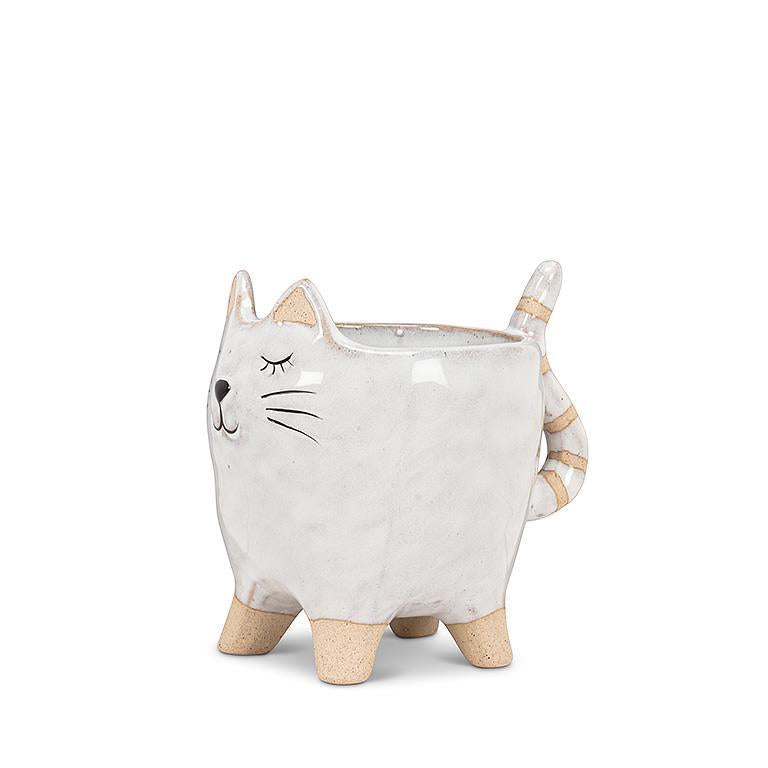 Small Cat with Tail Planter 4"L