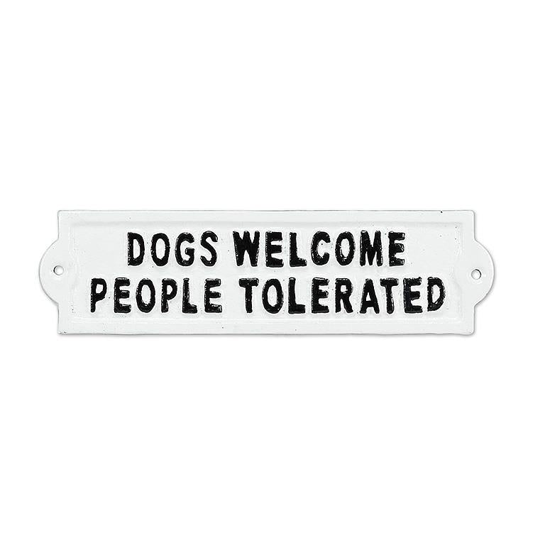 Dogs Welcome Sign -Wht 9&quot;L