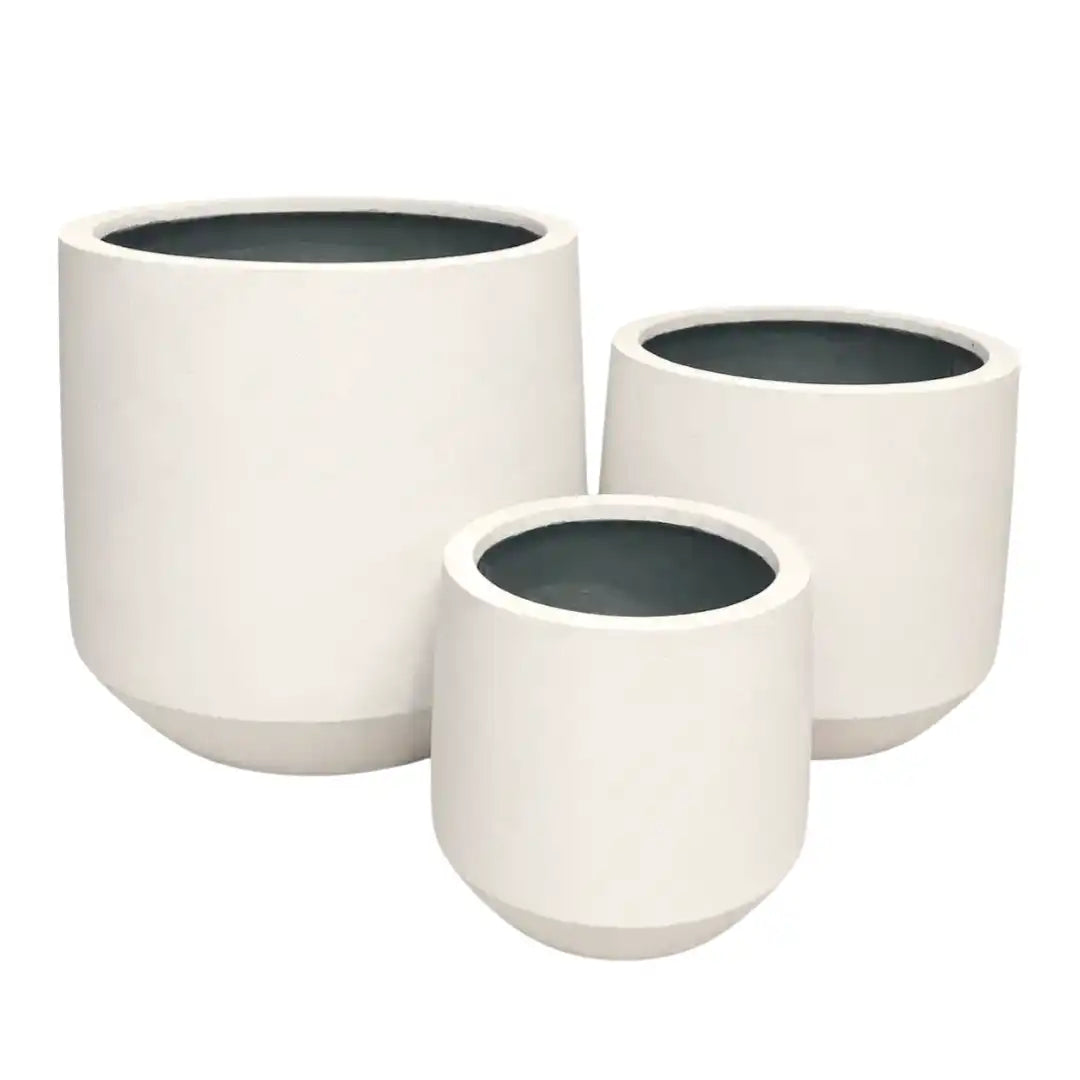 White-ROUND FICONSTONE POT