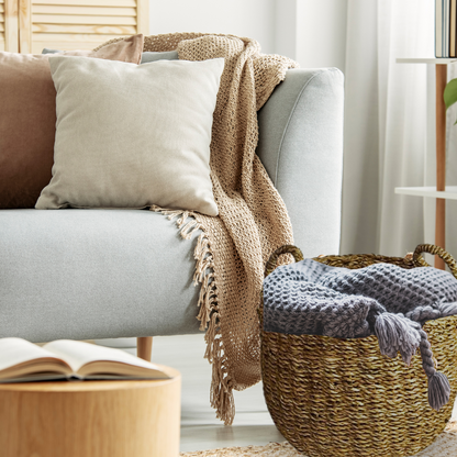SEAGRASS CYLINDER BASKET W/HANDLE