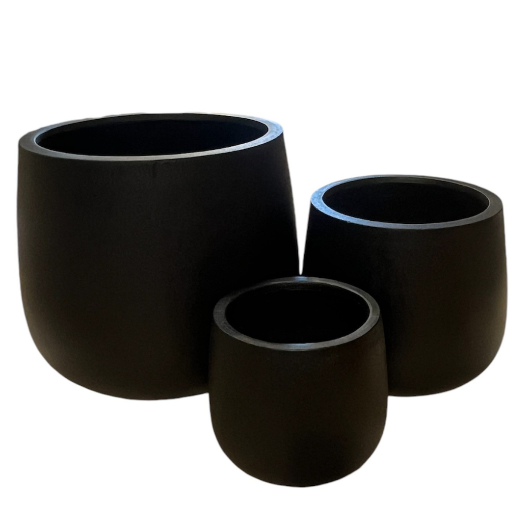 Black-ROUND FICONSTONE POT