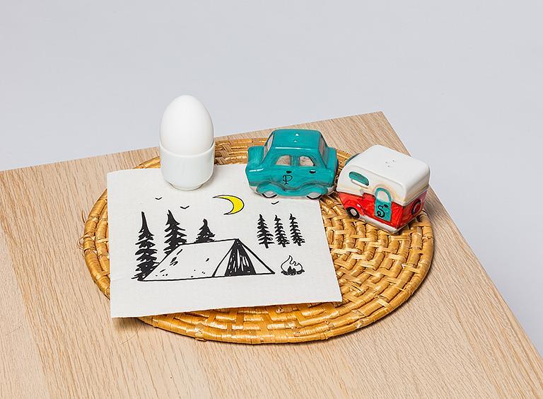 Camping Motif Dishcloths. Set of 2