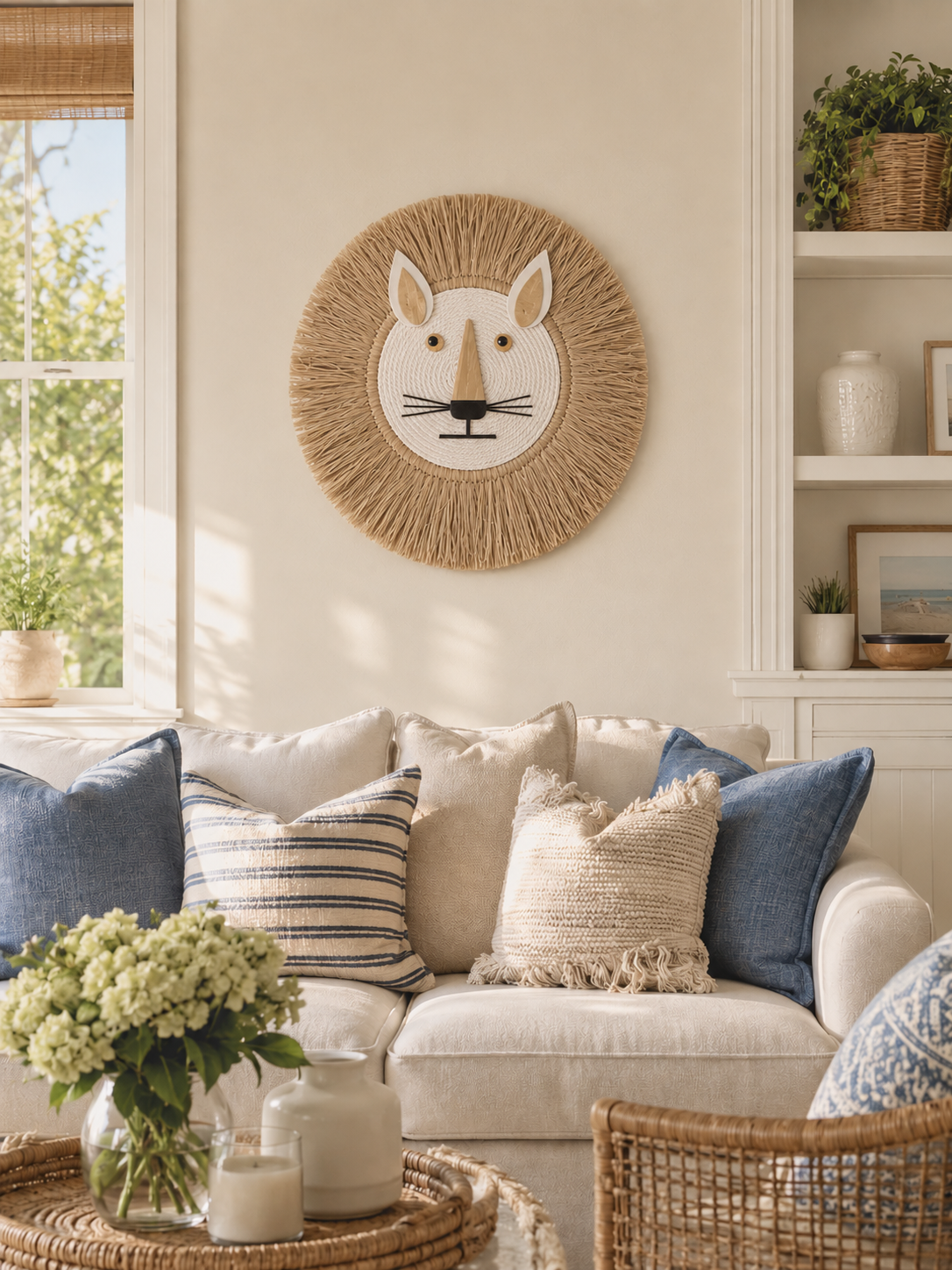 HANDMADE RAFFIA LION HEAD