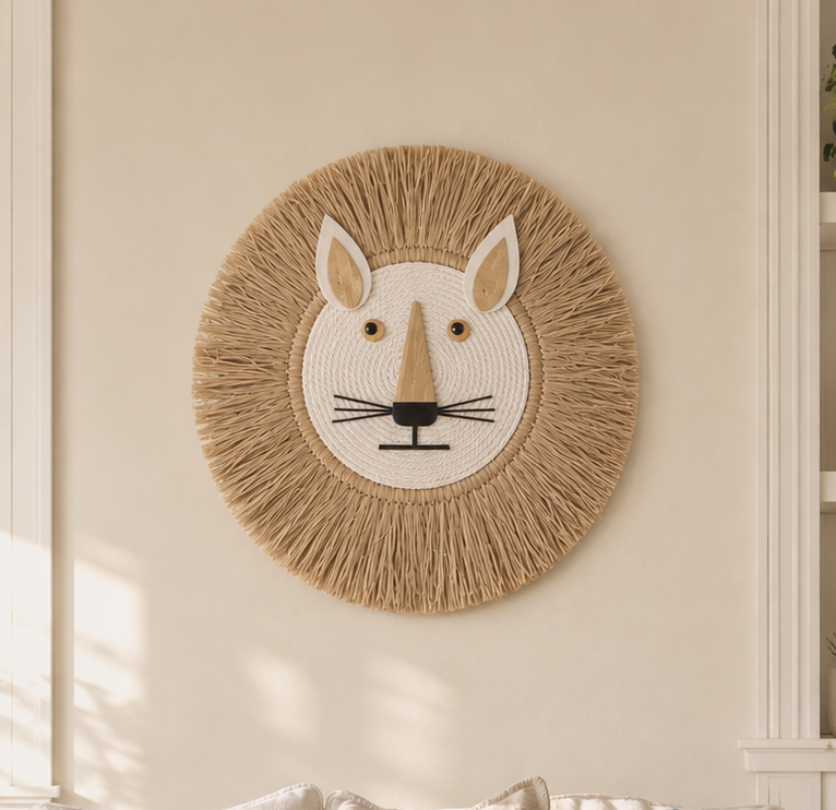 HANDMADE RAFFIA LION HEAD