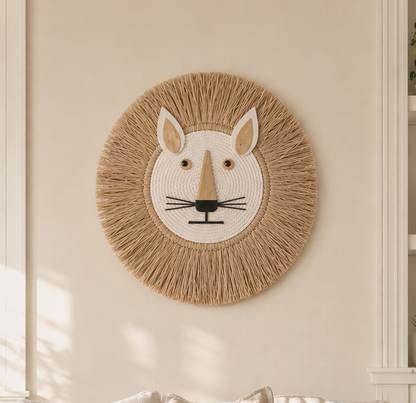 HANDMADE RAFFIA LION HEAD