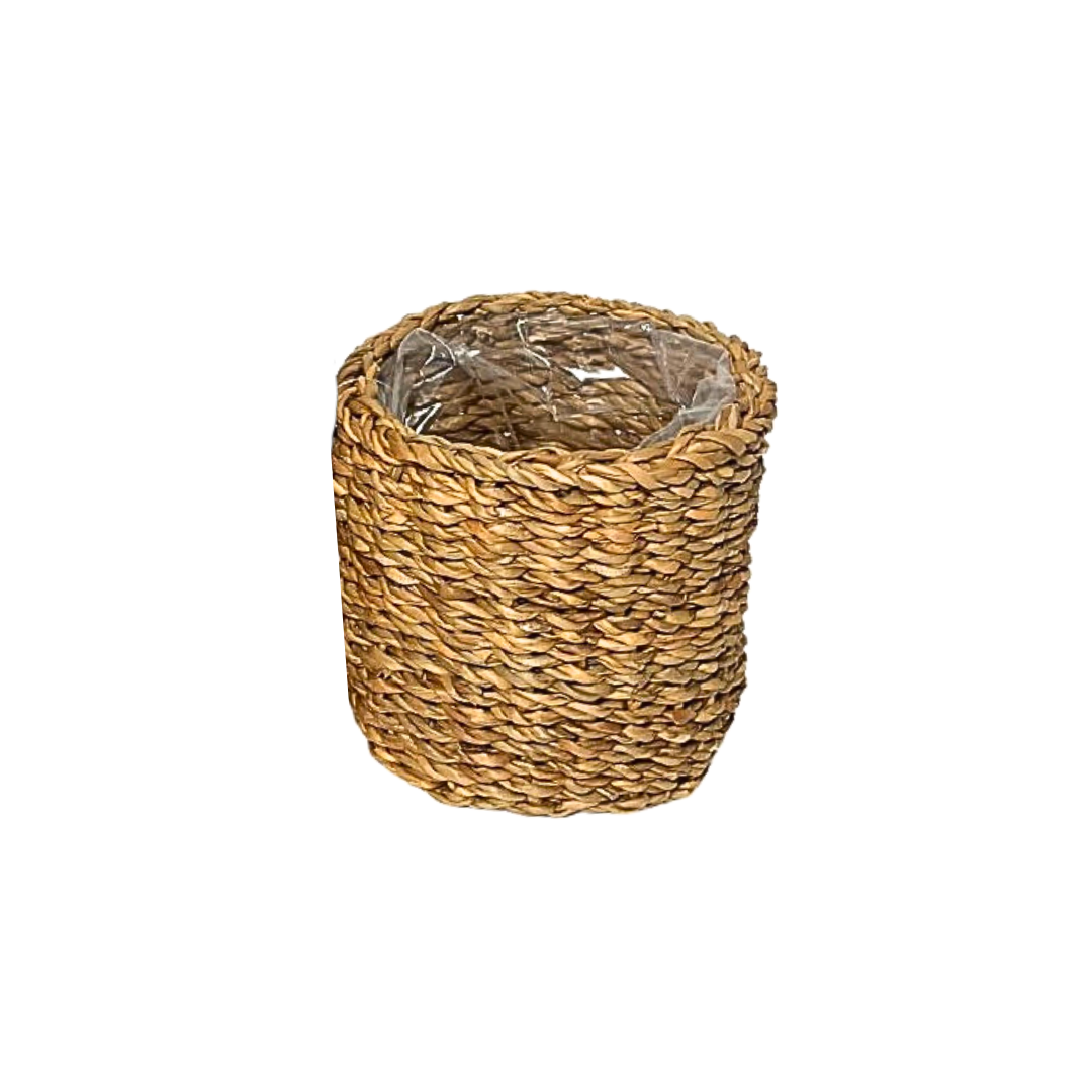 SEAGRASS CYLINDER BASKET W/PLASTIC LINING - NATURAL