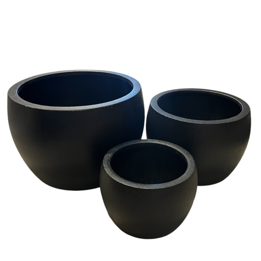 Black-M ROUND FICONSTONE POT16.8x11.2