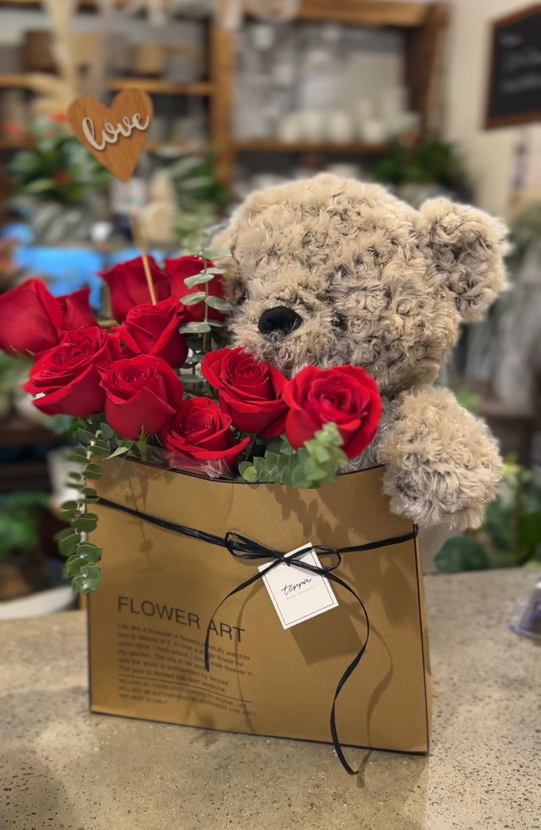 Red rose with Teddy Bear