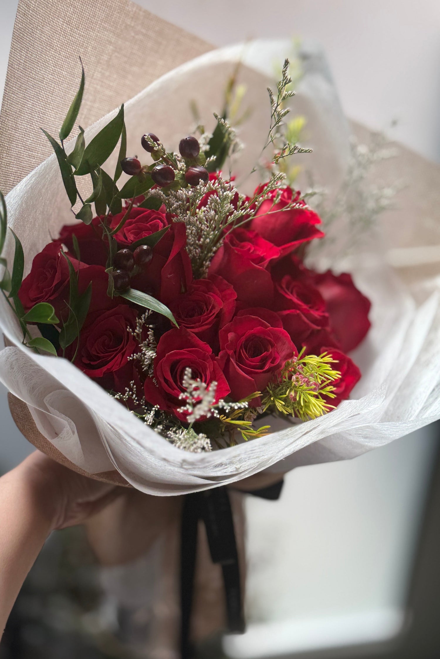 Romantic red rose bouquet