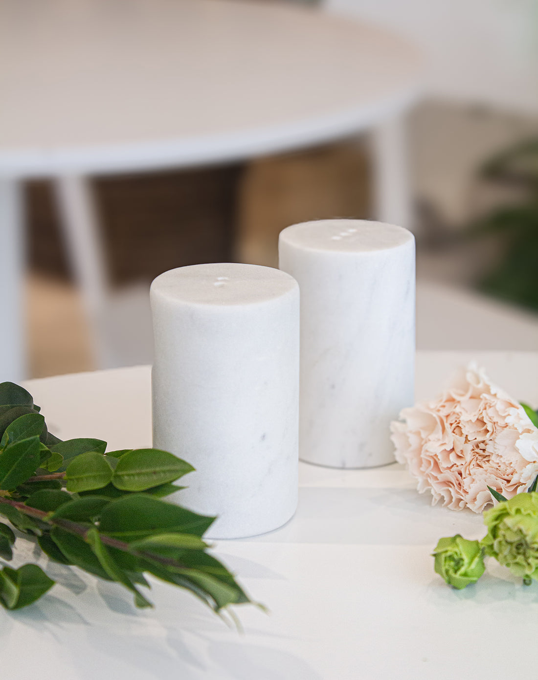 White Marble Salt & Pepper Shakers