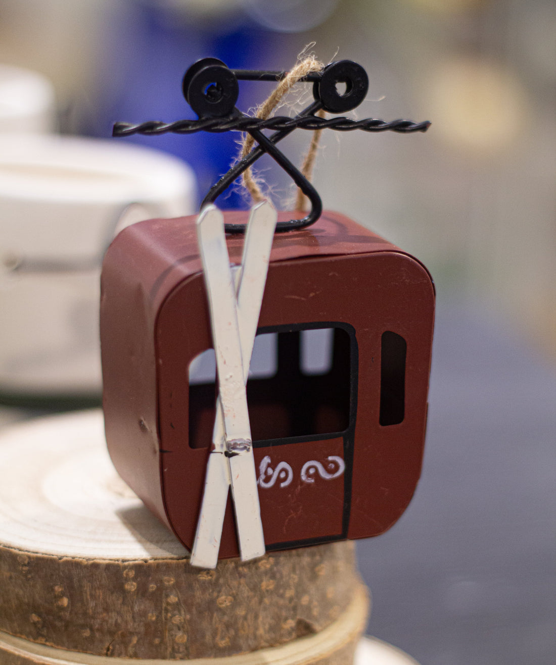 Red cable car ornament 4.5&quot;H