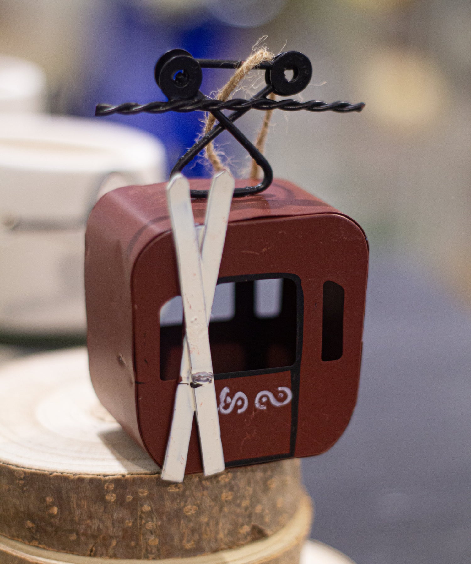 Red cable car ornament 4.5&quot;H