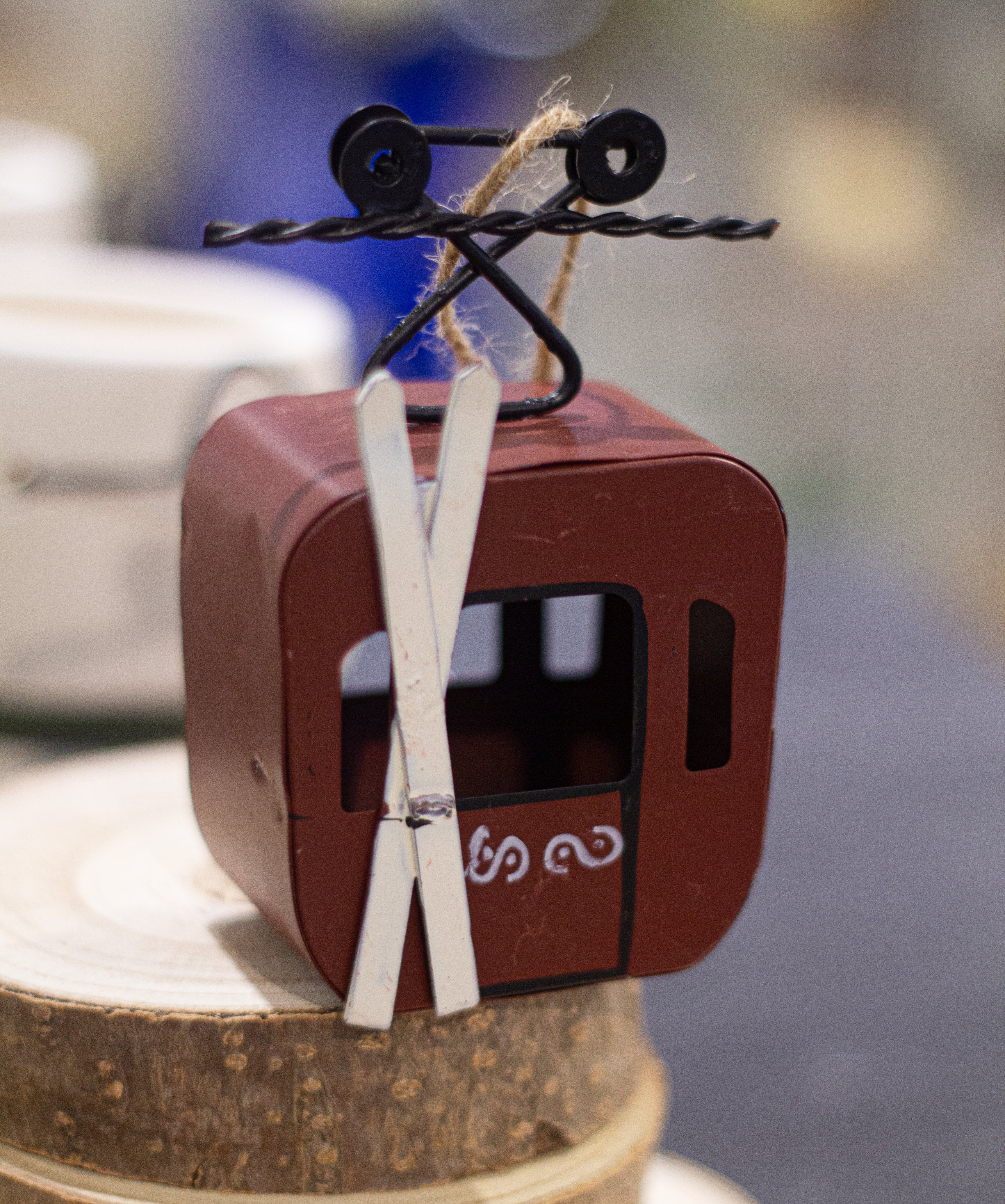 Red cable car ornament 4.5&quot;H