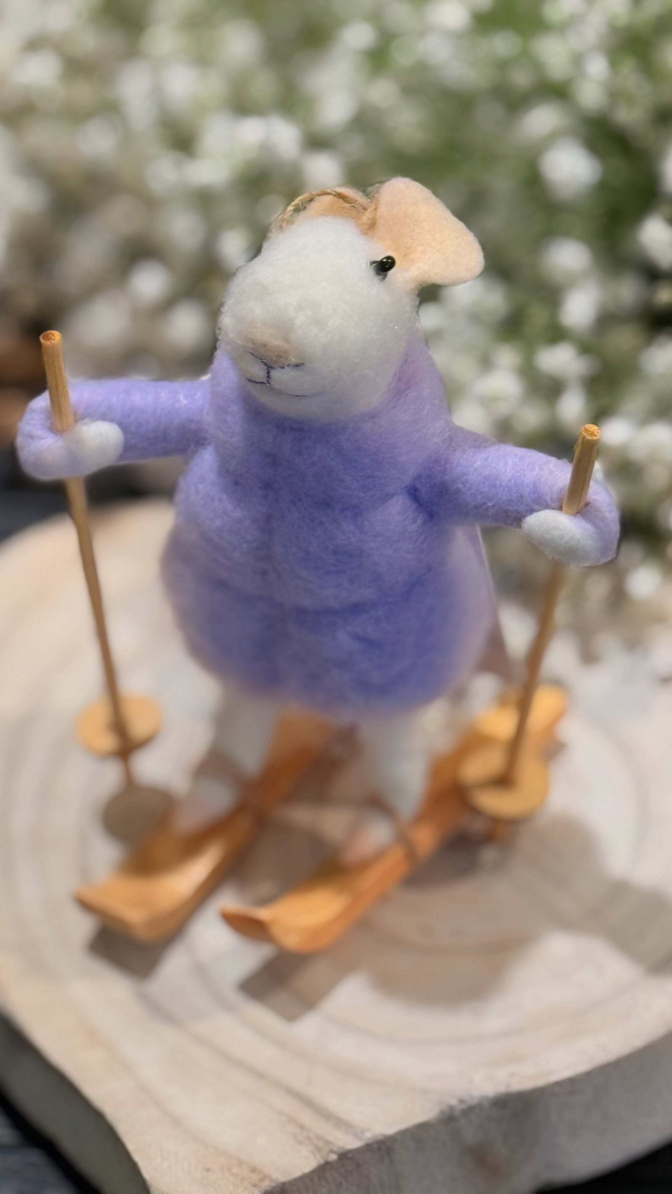 Skiing Mouse Ornament 5&quot;H