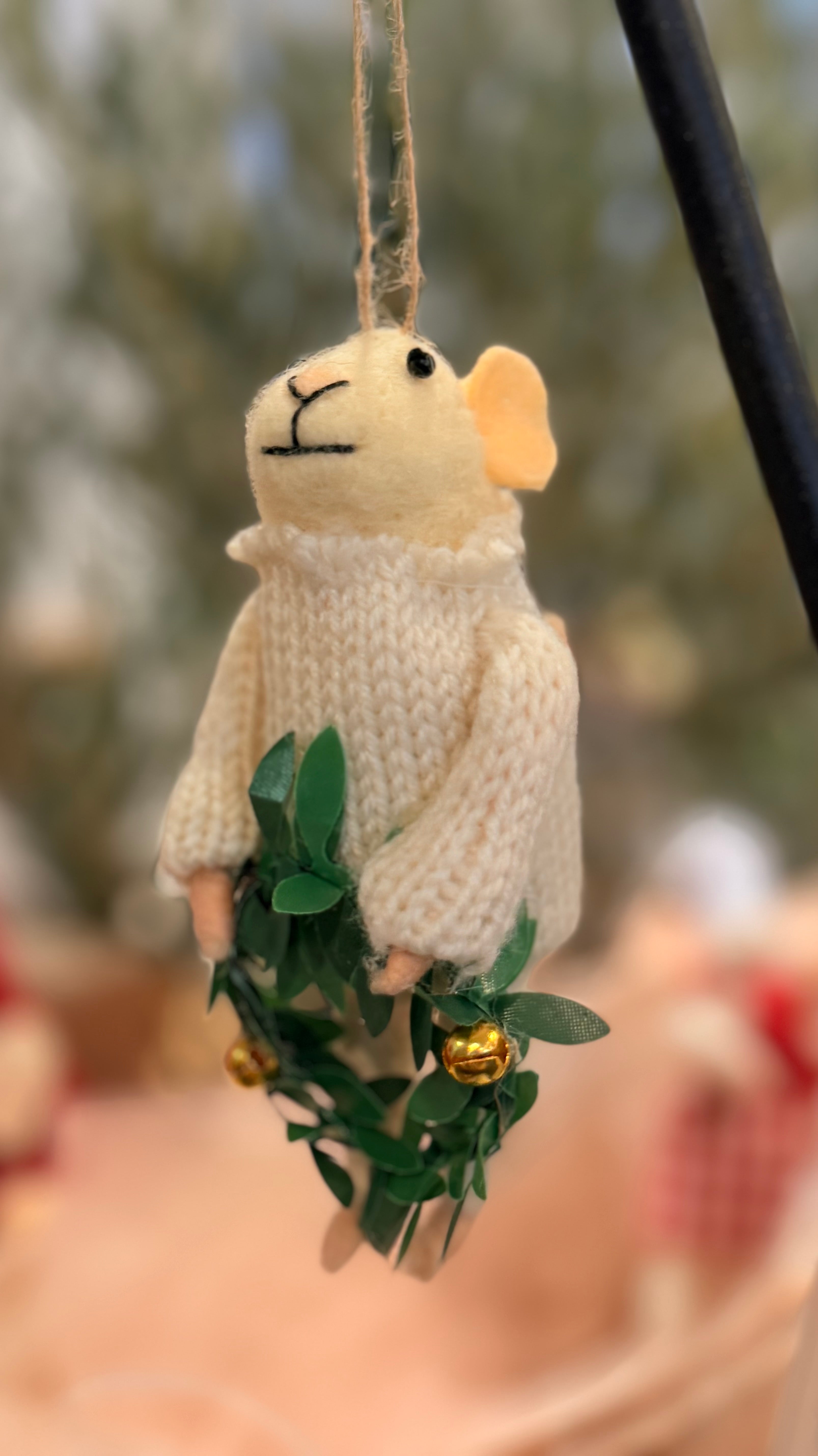 Wreath Mouse Ornament 5&quot;H